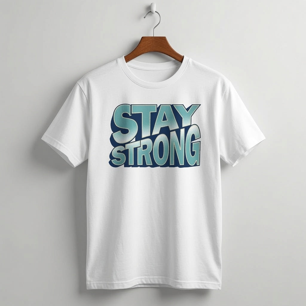 "Stay Strong" Retro 3D Typography Graphic Tee