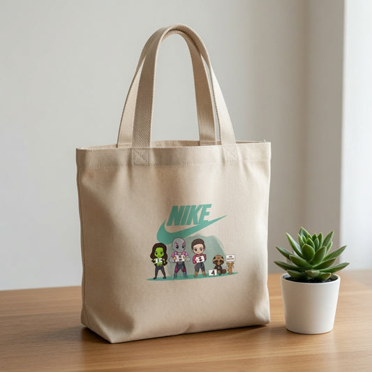 Chibi Guardians Teal Nike Swoosh Cotton Canvas Tote Bag