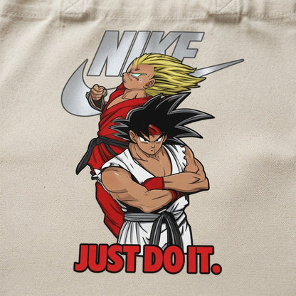 Anime Martial Arts Warriors "Just Do It" Nike Swoosh Cotton Canvas Tote Bag
