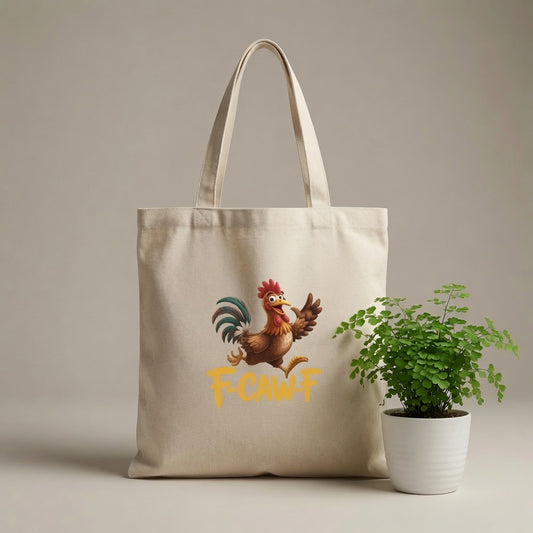 Running Rooster "F-CAW-F" Funny Canvas Tote Bag
