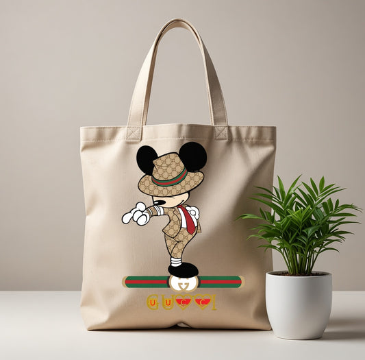 Luxury Cartoon Mouse Canvas Tote Bag - Dapper Fashion Graphic Design
