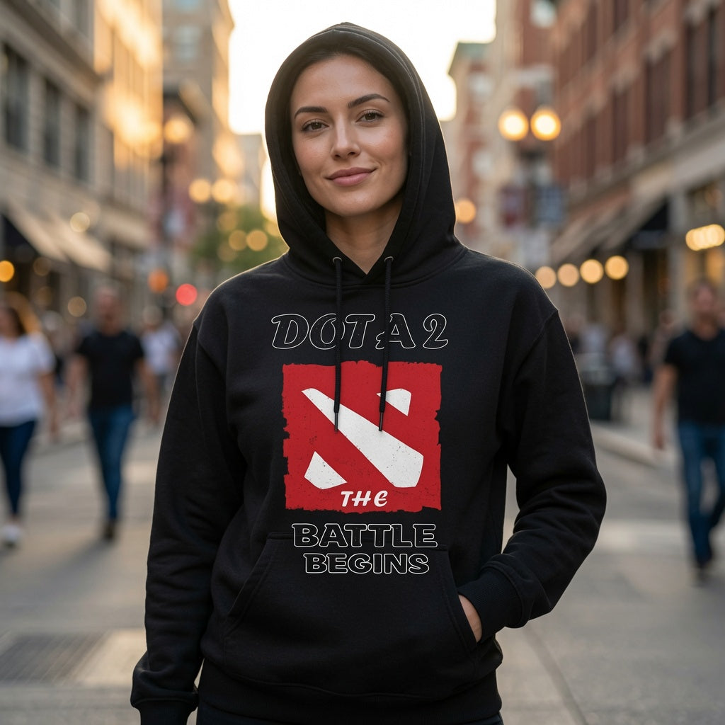 Dota 2 The Battle Begins Hoodie MOBA Gaming Sweatshirt Pullover Gamer Gift Mens