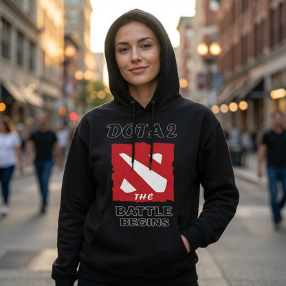 Dota 2 The Battle Begins Hoodie MOBA Gaming Sweatshirt Pullover Gamer Gift Mens