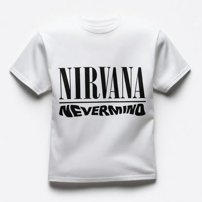 Nirvana "Nevermind" Minimalist Typography Graphic Tee