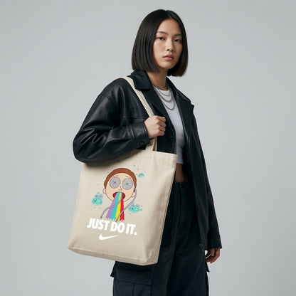 Psychedelic Cartoon Graphic Canvas Tote Bag | Trippy Pop Art Cotton Tote
