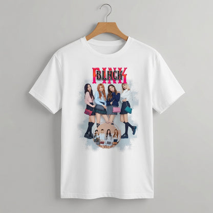 BLACKPINK Vintage White Splash Graphic T-Shirt - K-Pop Retro Tee