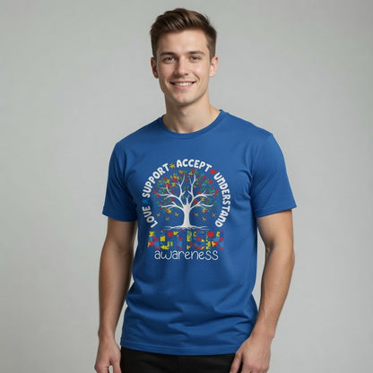 Autism Awareness Tree T-Shirt | Love Support Accept Understand Tee