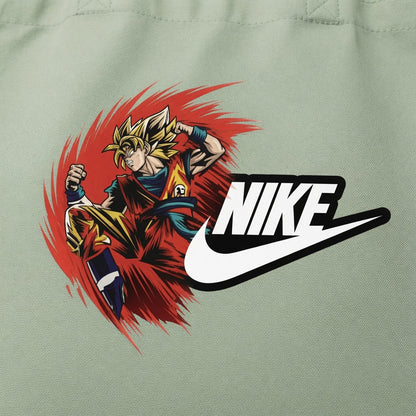 Anime Super Saiyan Graphic Canvas Tote Bag - Dragon Ball & Swoosh Design