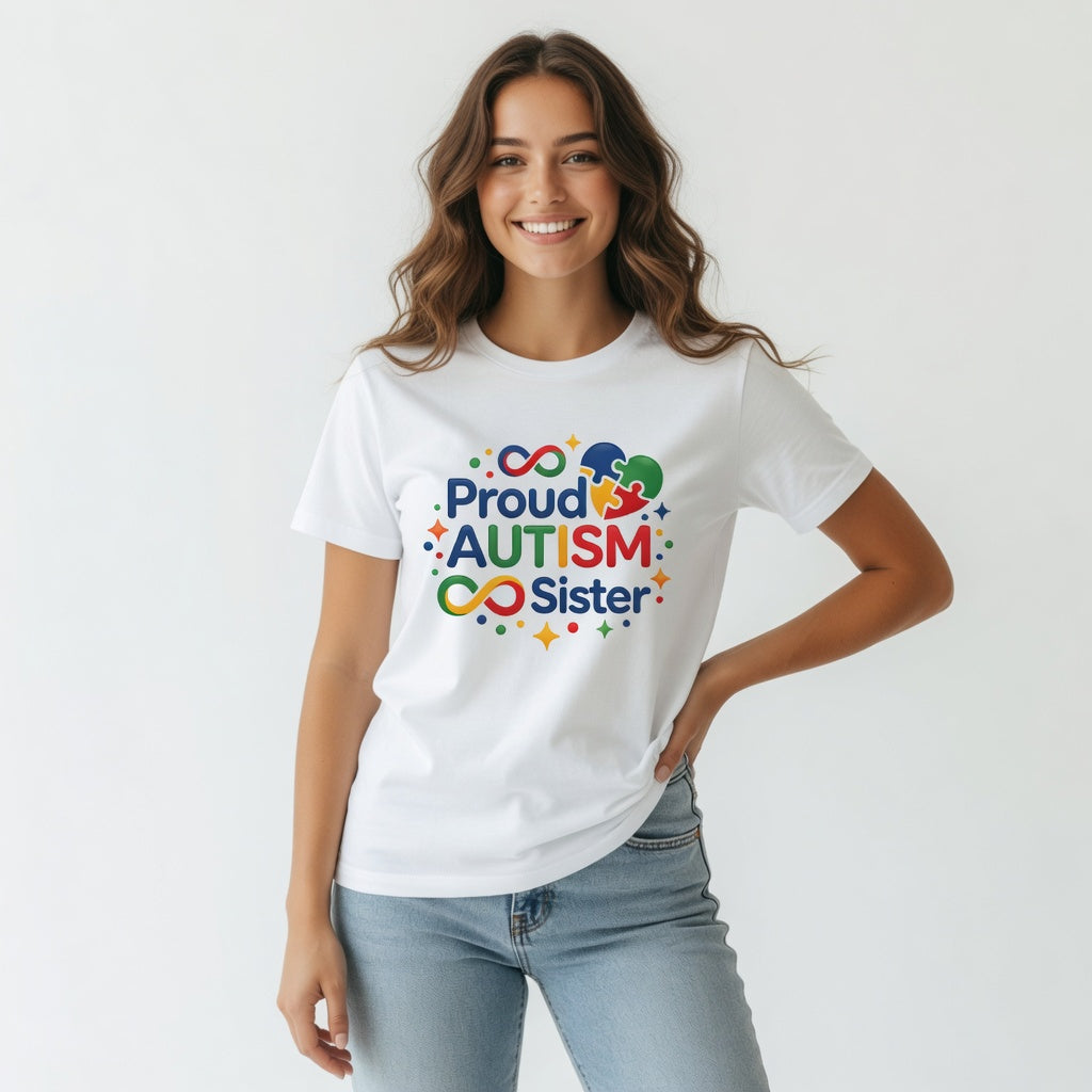 Proud Autism Sister Graphic T-Shirt – Neurodiversity Acceptance Tee