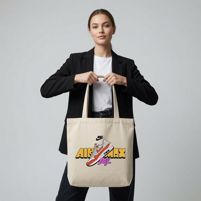 Air Max Day Red & White Sneaker Graphic Canvas Tote Bag - Retro Streetwear Shoulder Bag